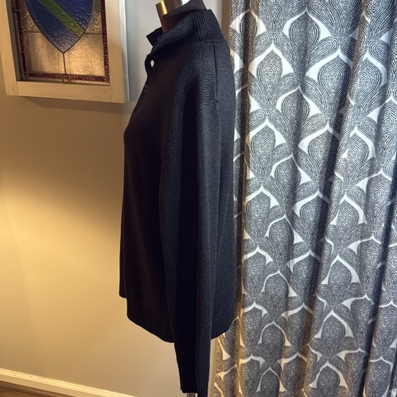 Banana Republic Silk Cashmere Sweater Charcoal Gray Quarter Button Up SZ M - Picture 3 of 7